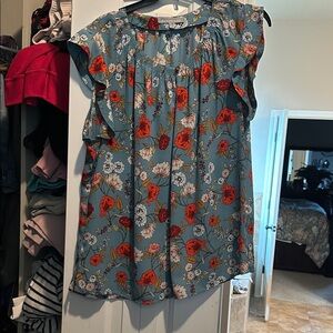 Daniel Rainn Blue Floral Blouse